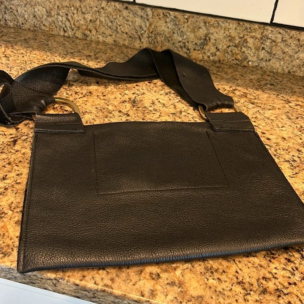 Pebbled Leather Black Crossbody Laptop Bag Grommet Artisan Leather Maker